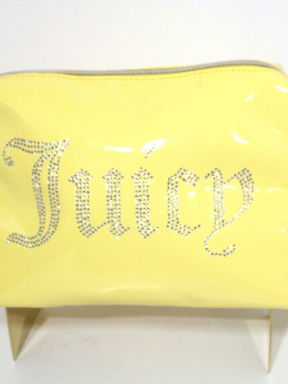 Juicy Couture, Banana Yellow Cosmetic Bag with Rhinestones. Gold Hardware